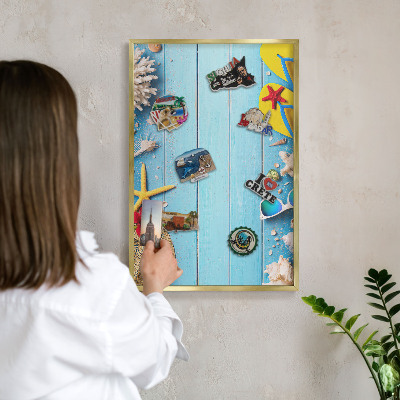 Tableau pour aimants cadre doré Plage de vacances