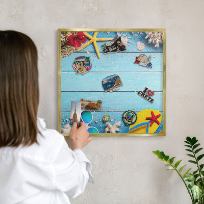 Tableau pour aimants cadre doré Plage de vacances