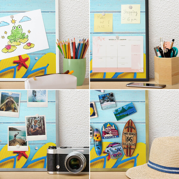 Tableau pour aimants cadre doré Plage de vacances
