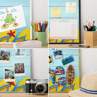 Tableau pour aimants cadre doré Plage de vacances