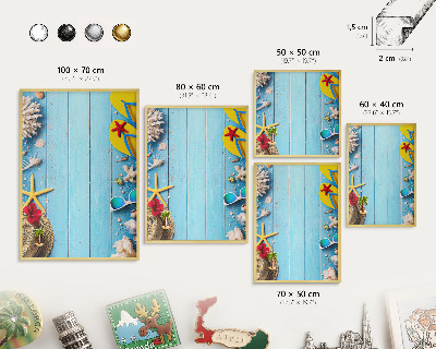 Tableau pour aimants cadre doré Plage de vacances