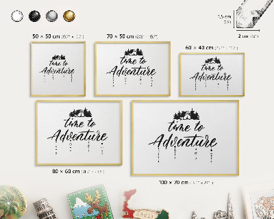 Tableau magnétique avec cadre de couleur dorée L'aventure vous attend