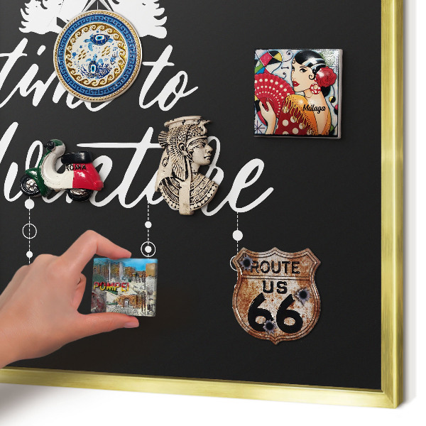 Tableau pour aimants cadre doré L'aventure vous attend