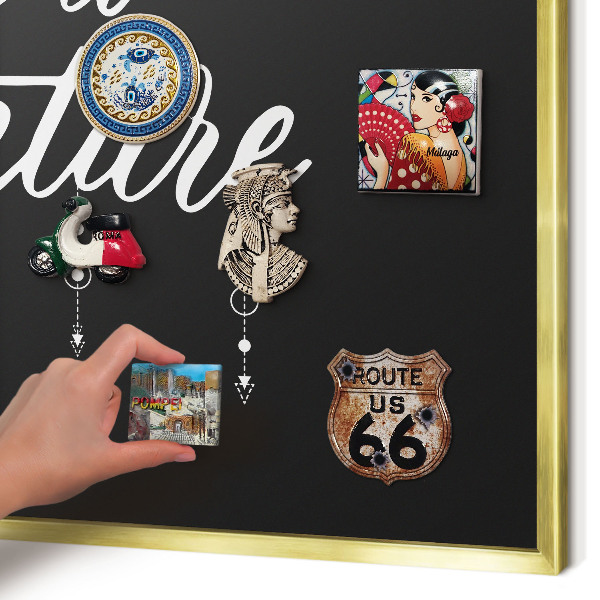 Tableau pour aimants cadre doré L'aventure vous attend