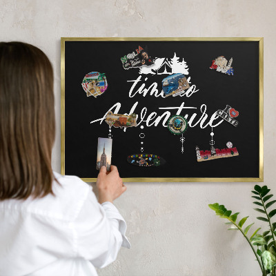 Tableau pour aimants cadre doré L'aventure vous attend