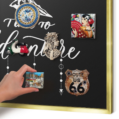 Tableau pour aimants cadre doré L'aventure vous attend