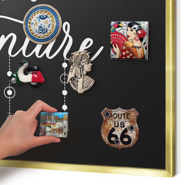 Tableau pour aimants cadre doré L'aventure vous attend