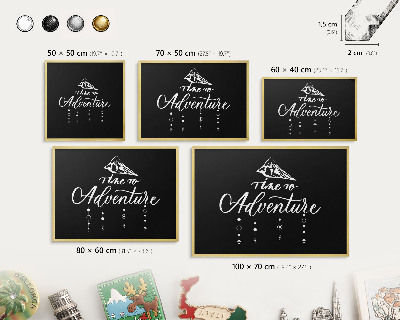 Tableau pour aimants cadre doré L'aventure vous attend