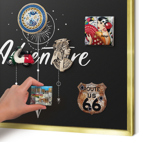 Tableau pour aimants cadre doré L'aventure vous attend