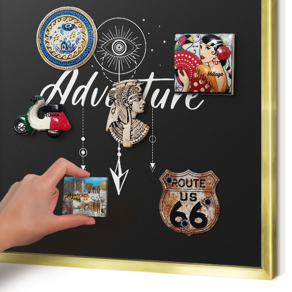 Tableau pour aimants cadre doré L'aventure vous attend