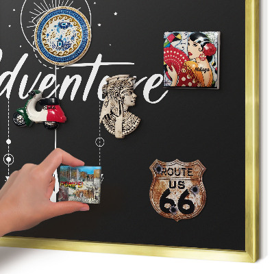 Tableau pour aimants cadre doré L'aventure vous attend