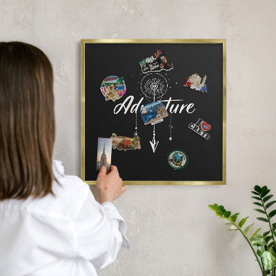 Tableau pour aimants cadre doré L'aventure vous attend