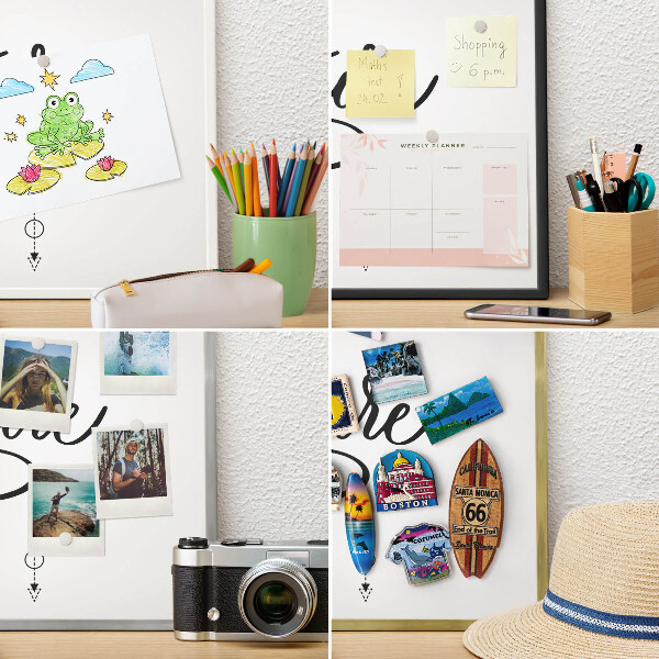 Tableau magnétique avec cadre de couleur dorée Aventure typographique
