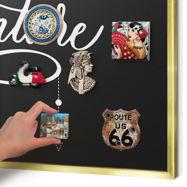 Tableau pour aimants cadre doré Inspiration de voyage