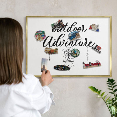 Tableau magnétique avec cadre de couleur dorée Aventure en plein air