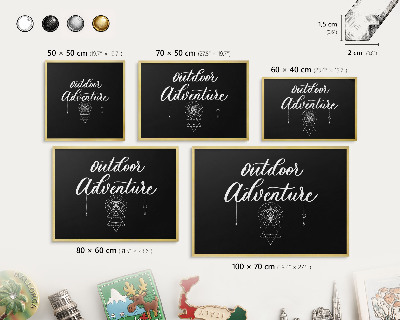 Tableau pour aimants cadre doré Aventure en plein air