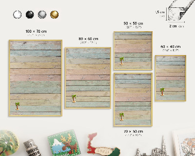 Tableau magnétique avec cadre de couleur dorée Planches rustiques