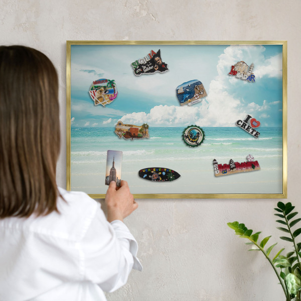 Tableau pour aimants cadre doré Harmonie maritime