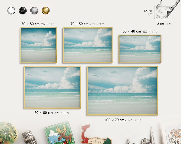 Tableau pour aimants cadre doré Harmonie maritime