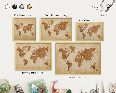 Tableau pour aimants cadre doré Carte ancienne
