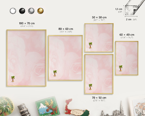 Tableau pour aimants cadre doré Rose délicat