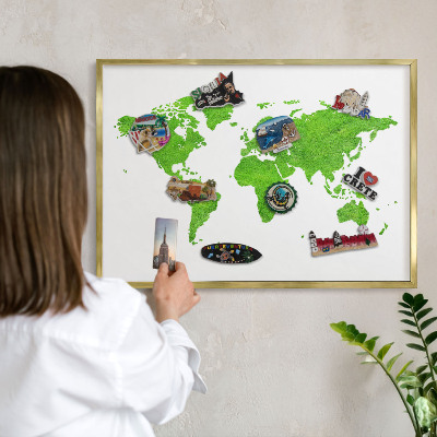 Tableau magnétique avec cadre de couleur dorée Carte verte