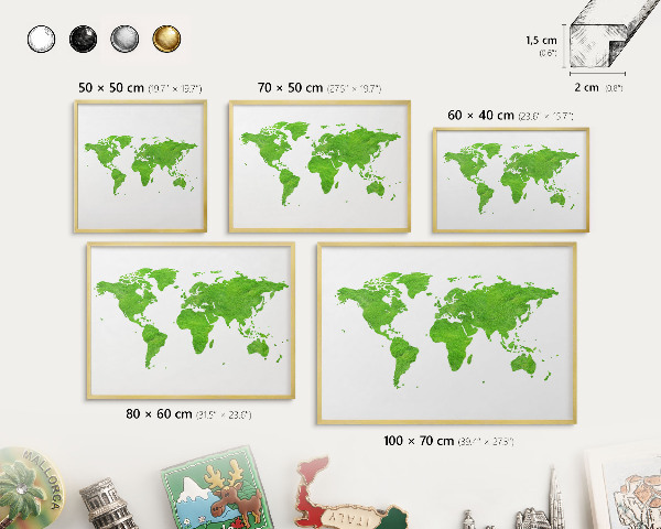 Tableau magnétique avec cadre de couleur dorée Carte verte