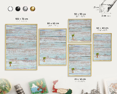 Tableau magnétique avec cadre de couleur dorée Planches rustiques