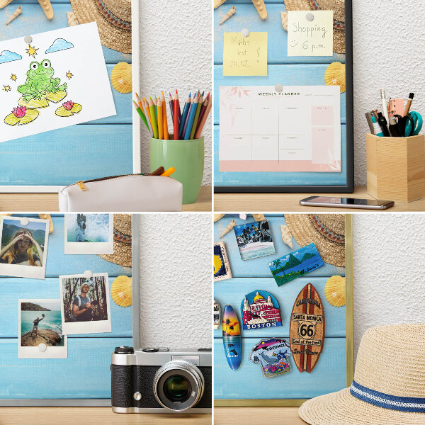 Tableau magnétique avec cadre de couleur dorée Ambiance plage