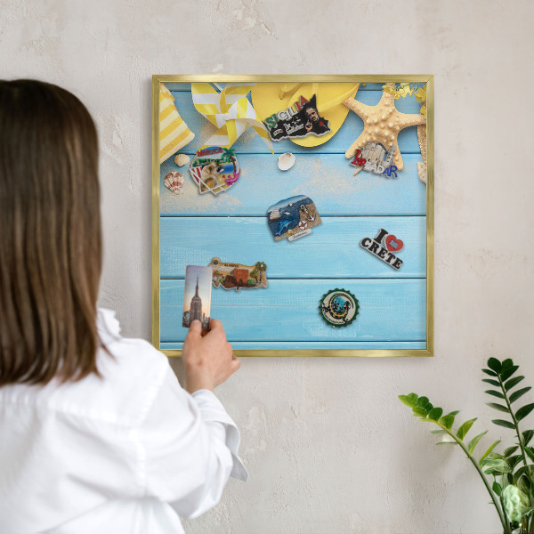 Tableau magnétique avec cadre de couleur dorée Ambiance plage