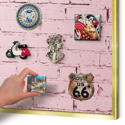 Tableau pour aimants cadre doré Brique rose