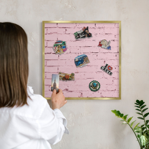 Tableau pour aimants cadre doré Brique rose