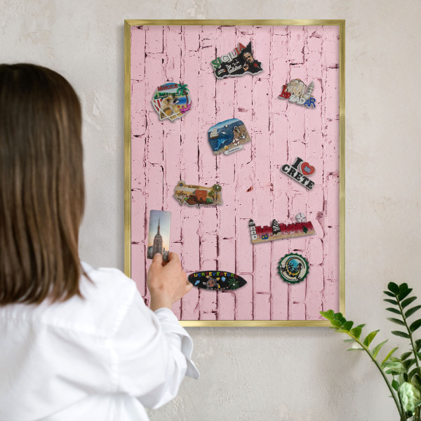 Tableau pour aimants cadre doré Brique rose