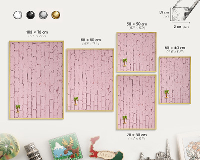 Tableau pour aimants cadre doré Brique rose