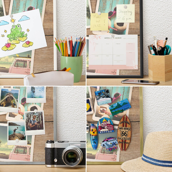 Tableau pour aimants cadre doré Nostalgie des vacances