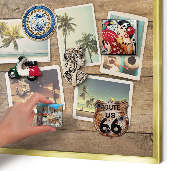 Tableau pour aimants cadre doré Nostalgie des vacances