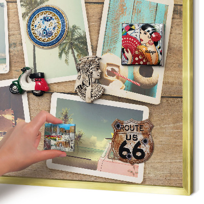 Tableau pour aimants cadre doré Nostalgie des vacances