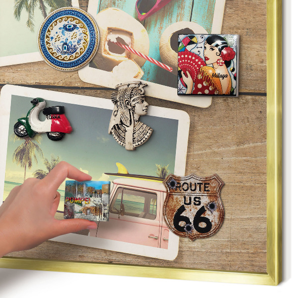 Tableau pour aimants cadre doré Nostalgie des vacances