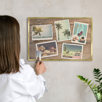 Tableau pour aimants cadre doré Nostalgie des vacances