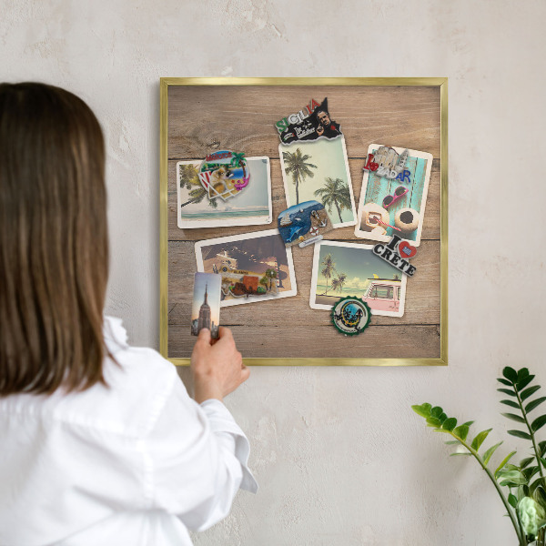 Tableau pour aimants cadre doré Nostalgie des vacances