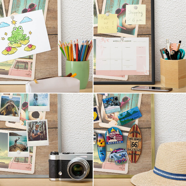 Tableau pour aimants cadre doré Nostalgie des vacances