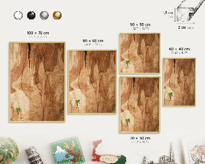 Tableau magnétique avec cadre de couleur dorée Bois naturel