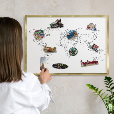 Tableau magnétique avec cadre de couleur dorée Carte des courbes de niveau