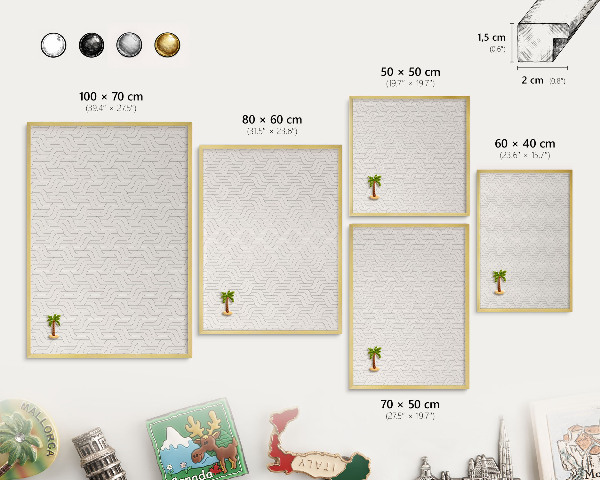 Tableau pour aimants cadre doré Douces vagues
