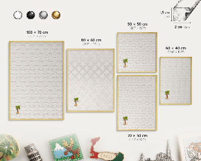 Tableau pour aimants cadre doré Douces vagues