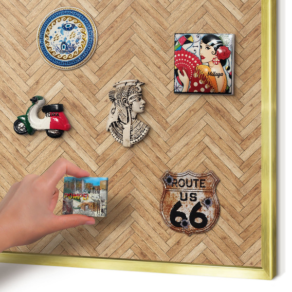 Tableau magnétique avec cadre de couleur dorée Motif à chevrons