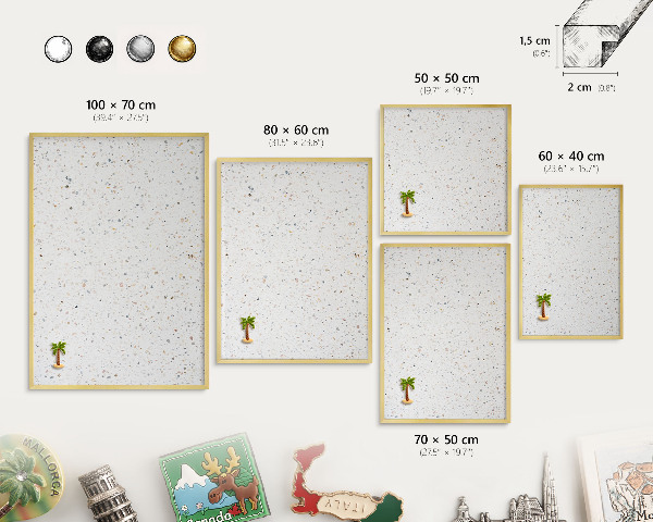Tableau pour aimants cadre doré Motif terrazzo