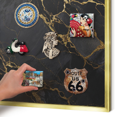Tableau magnétique avec cadre de couleur dorée Marbre noir