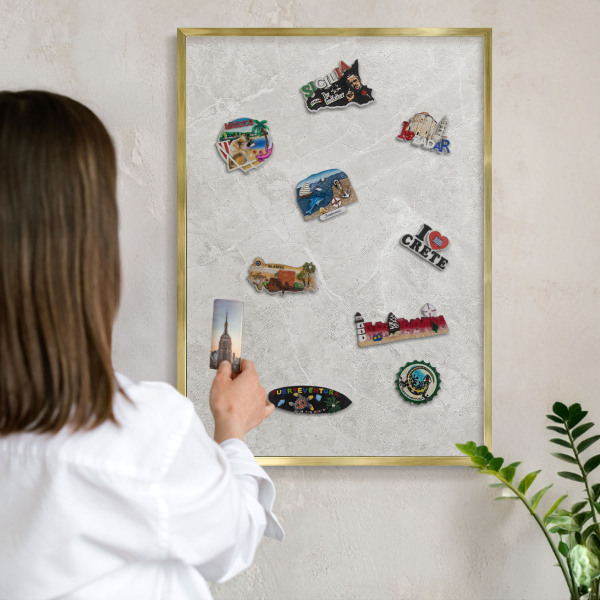 Tableau pour aimants cadre doré Marbre gris