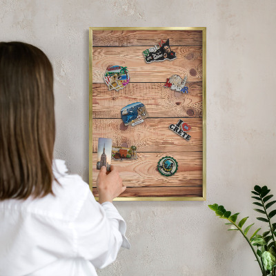 Tableau pour aimants cadre doré Planches de bois